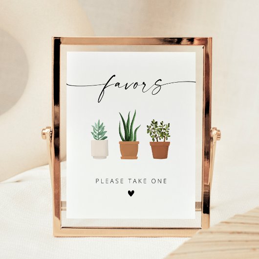 Modern Elegant Script Plant Favors Poster