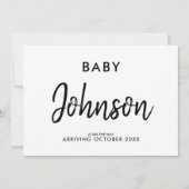 Modern Elegant Script Pregnancy Announge Aankondiging (Achterkant)