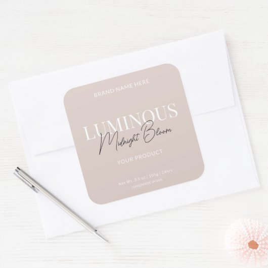 Modern Elegant Script Product Label Beige (Envelop)