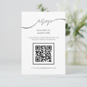 Modern Elegant Script QR Code Bruiloft RSVP Kaart (Staand voorkant)