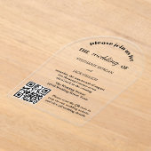 Modern elegant script QR-code budget bruiloft Acryl Uitnodigingen (Laagn)
