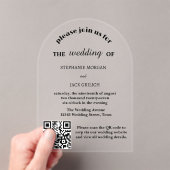 Modern elegant script QR-code budget bruiloft Acryl Uitnodigingen (Insitu (Draagbaar))