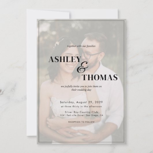 Modern Elegant Script QR Code Foto RSVP bruiloft Kaart (Voorkant)