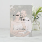 Modern Elegant Script QR Code Foto RSVP bruiloft Kaart (Staand voorkant)