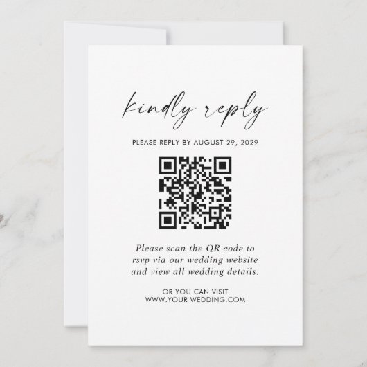 Modern Elegant Script QR Code Foto RSVP bruiloft Kaart (Achterkant)