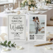 Modern Elegant Script QR Code Photo Budget Wedding Kaart