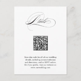Modern Elegant Script QR Code Trouwdetails Informatiekaartje