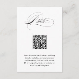 Modern Elegant Script QR Code Trouwdetails Informatiekaartje