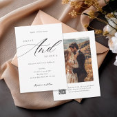 Modern Elegant Script QR Foto Bruiloft Kaart