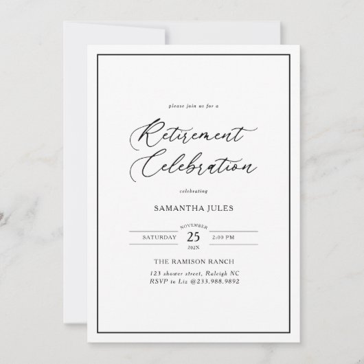 Modern Elegant Script Retirement Celebration Kaart (Voorkant)