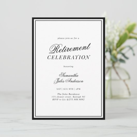 Modern Elegant Script Retirement Celebration Kaart (Staand voorkant)