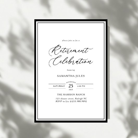 Modern Elegant Script Retirement Celebration Kaart