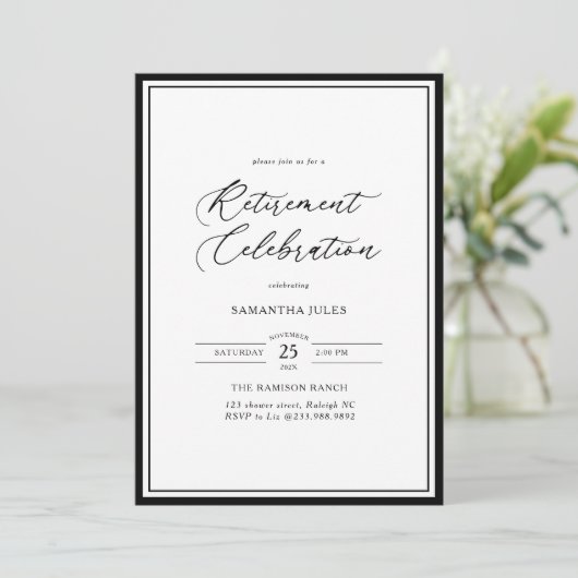 Modern Elegant Script Retirement Celebration Kaart (Staand voorkant)
