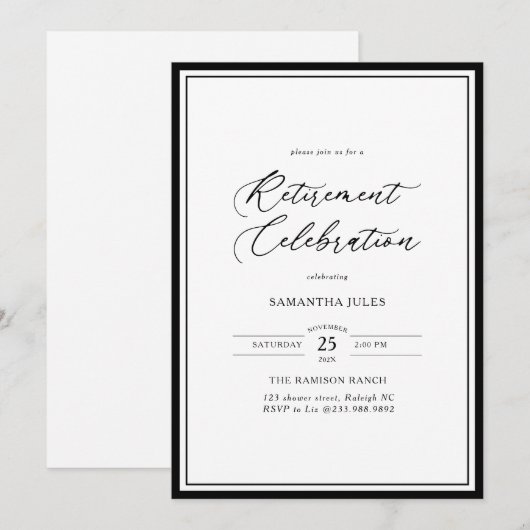 Modern Elegant Script Retirement Celebration Kaart (Voorkant / Achterkant)
