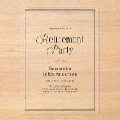 Modern Elegant Script Retirement Party  Acryl Uitnodigingen (Voorkant)