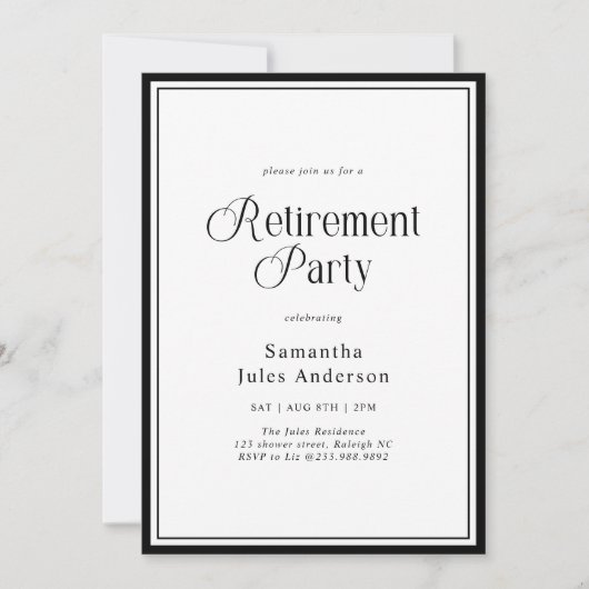 Modern Elegant Script Retirement Party  Kaart (Voorkant)