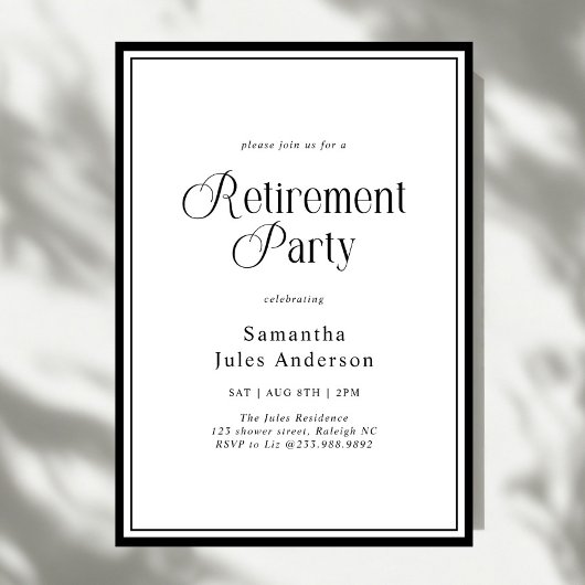 Modern Elegant Script Retirement Party  Kaart