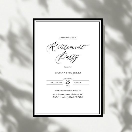 Modern Elegant Script Retirement Party Kaart