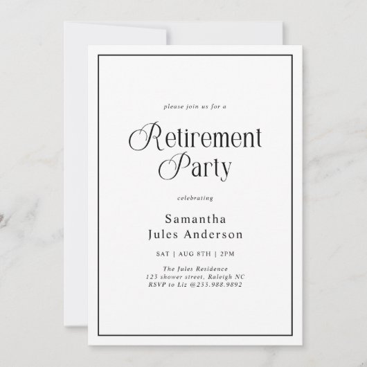 Modern Elegant Script Retirement Party  Kaart (Voorkant)