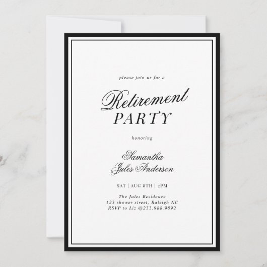 Modern Elegant Script Retirement Party Kaart (Voorkant)