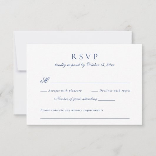 Modern Elegant Script Royal Blue Wedding RSVP Kaart (Voorkant)