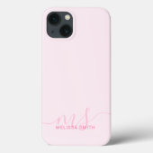 Modern Elegant Script Roze Initiaal Monogram Case-Mate iPhone Case (Achterkant)
