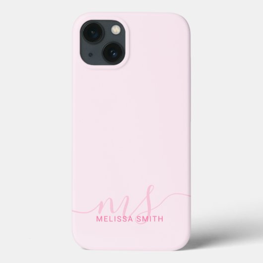 Modern Elegant Script Roze Initiaal Monogram Case-Mate iPhone Case (Achterkant)