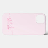 Modern Elegant Script Roze Initiaal Monogram Case-Mate iPhone Case (Achterkant (horizontaal))