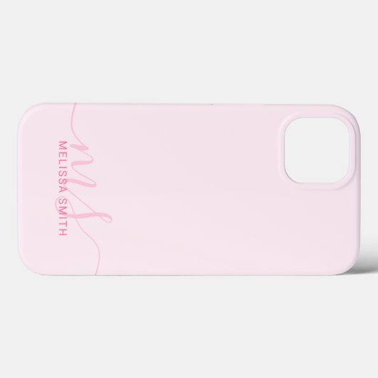 Modern Elegant Script Roze Initiaal Monogram Case-Mate iPhone Case (Achterkant (horizontaal))