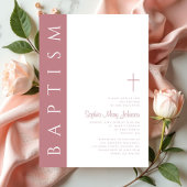 Modern Elegant Script Roze Meisjes Doop Kaart