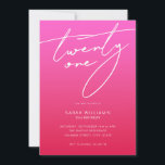 Modern Elegant Script Roze Rood 21e Verjaardag Kaart<br><div class="desc">Moderne minimalistische 21e verjaardag uitnodiging met eenvoudig ontwerp met elegante handgeschreven scripttypografie.</div>