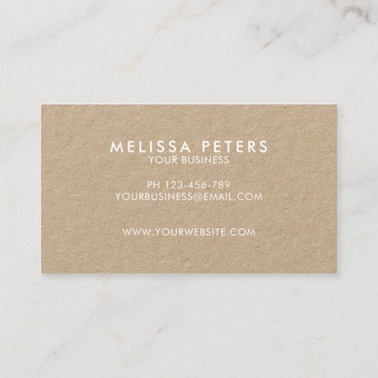 Modern Elegant Script Rustic Kraft Visitekaartje (Achterkant)