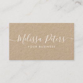 Modern Elegant Script Rustic Kraft Visitekaartje