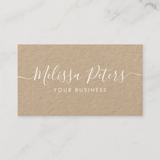 Modern Elegant Script Rustic Kraft Visitekaartje (Voorkant)