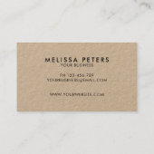 Modern Elegant Script Rustic Kraft Visitekaartje (Achterkant)