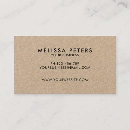 Modern Elegant Script Rustic Kraft Visitekaartje (Achterkant)
