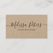 Modern Elegant Script Rustic Kraft Visitekaartje