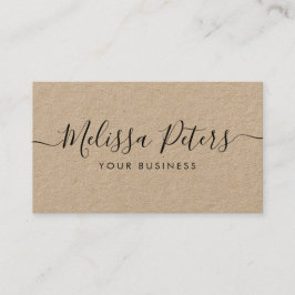 Modern Elegant Script Rustic Kraft Visitekaartje