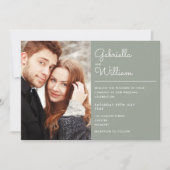 Modern Elegant Script Sage Green 2 Photo Wedding Kaart (Voorkant)