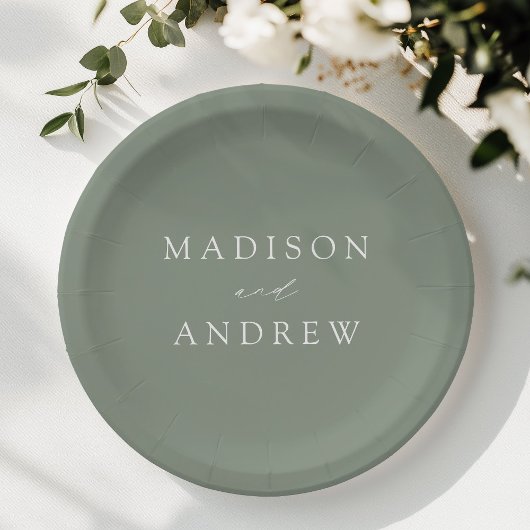 Modern Elegant Script Sage Green Wedding Papieren Bordje