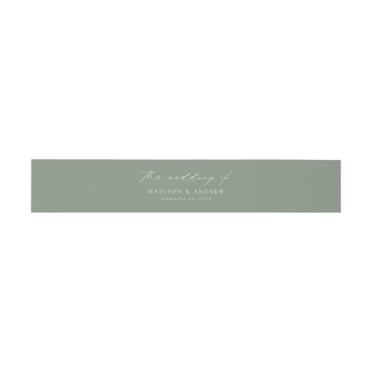 Modern Elegant Script Sage Green Wedding Uitnodigingen Wikkel (Vlak)