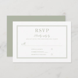 Modern Elegant Script Sage Groene Bruiloft RSVP Ka