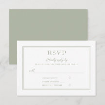 Modern Elegant Script Sage Groene Bruiloft RSVP Ka