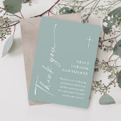 Modern Elegant Script Sage Groene Doop Bedankkaart