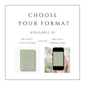 Modern Elegant Script Sage Groene Doop Kaart