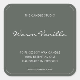 Modern Elegant Script Sage Groene Verpakkingskaars Vierkante Sticker