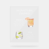 Modern Elegant Script Signature Drinken Cocktail Acryl Bord (Voorkant)