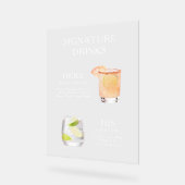 Modern Elegant Script Signature Drinken Cocktail Acryl Bord (Hoek)