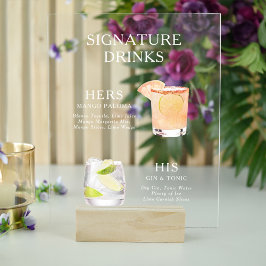 Modern Elegant Script Signature Drinken Cocktail Acryl Bord