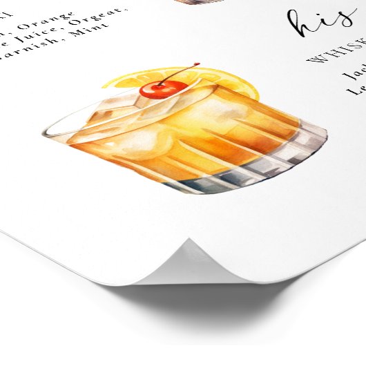 Modern Elegant Script Signature Drinken Cocktail Poster (Hoek)